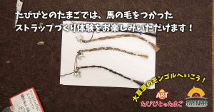 モリンドツーリストキャンプでは、馬の毛を使ったオリジナルストラップづくり体験ができます！